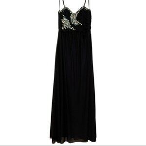 NWT Ellie Makenzie Black Strapless Gown Formal Dress Rhinestones Lined Size 9